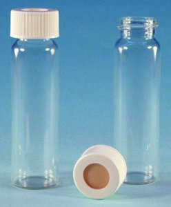 EPA Vials, white polypropylene screw top hole cap, pre-cleaned and assembled 23189