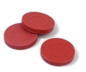 Septa, PTFE/red rubber, pkg 100 27156