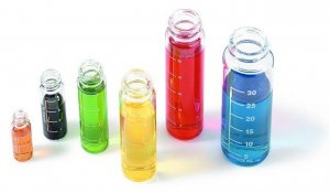 Vials, clear glass, screw top, graduated (vial only) 27023