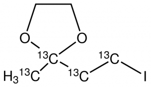 2-(2-Iodoethyl-13C2)-2-methyl-13C-dioxolane-2-13C 