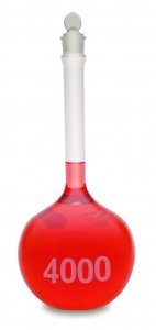KIMBLE� KIMAX� Heavy duty volumetric wide-mouth flask with glass stopper DWK92812G-4000-1EA