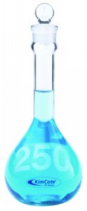 KIMBLE� KIMAX� Heavy duty volumetric wide-mouth flask with KIMCOTE� safety coating and glass stopper DWKKC92812G-2000