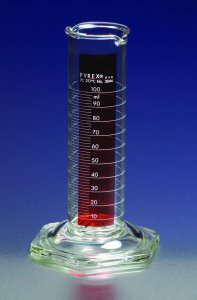 Pyrex� Lifetime Red� single metric scale graduated cylinder, with double pourout CLS3044100-12EA