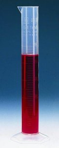 BRAND� graduated cylinder, PP, with blue printed scale or embossed scale 