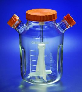 Corning� ProCulture� glass spinner flask complete, baffled, wide mouth, angled sidearms CLS45026L-1EA
