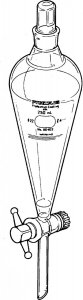 PYREXPLUS� Squibb separatory funnel, Pyrex� tapered stopper, PTFE stopcock 