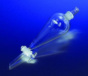 Pyrex� Squibb separatory funnel, Pyrex� jointed stopper, jointed stopcock 