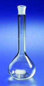 Pyrex� volumetric flasks with PE stopper 