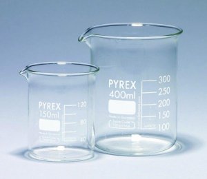 Pyrex� Griffin beakers, low form, with printed trace code SLW1000/20D-10EA