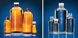 Wheaton narrow mouth bottles with caps 