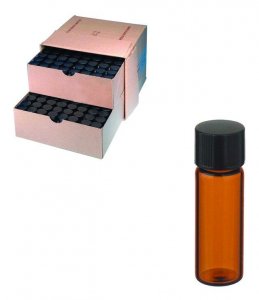 WHEATON� amber sample vial with rubber lined cap packed in partitioned tray DWK224984-144EA