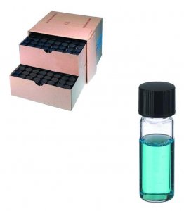 WHEATON� clear sample vial with PTFE faced rubber lined cap packed in partitioned tray DWKW224581-288EA