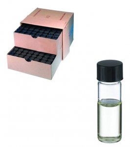 WHEATON� clear sample vial with PTFE faced rubber lined cap packed in partitioned tray DWKW224582-144EA