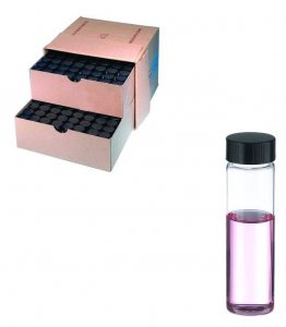 WHEATON� clear sample vial with PTFE faced rubber lined cap packed in partitioned tray DWKW224591-72EA