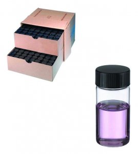 WHEATON� clear sample vial with rubber lined cap packed in partitioned tray DWK225288-72EA