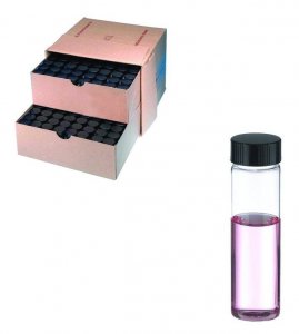 WHEATON� clear sample vial with rubber lined cap packed in partitioned tray DWK225290-72EA