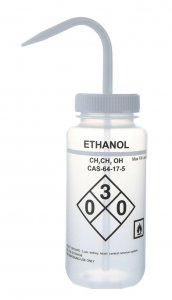Wide mouth safety labelled wash bottle HS120253