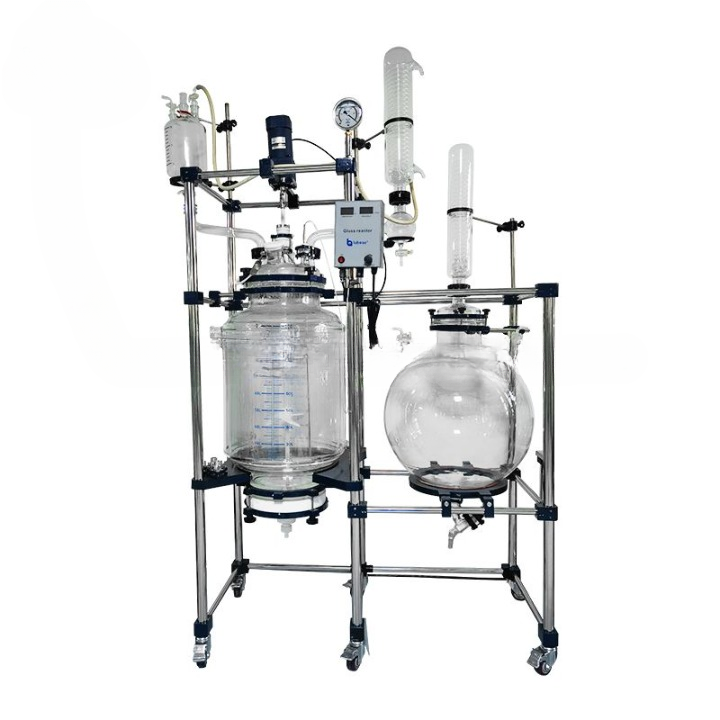 Реактор из стекла с рубашкой и фильтром для кристаллизации 100L LCR-100L Laboao