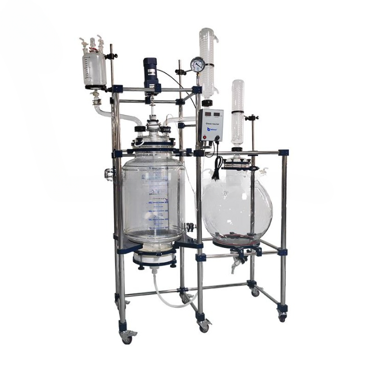 Реактор из стекла с рубашкой и фильтром для кристаллизации 100L LCR-100L Laboao