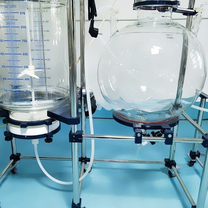 Реактор из стекла с рубашкой и фильтром для кристаллизации 100L LCR-100L Laboao
