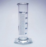 Pyrex� Measuring cylinder, class B, squat form, heavy duty rim, blue graduations SLW3285-10-2EA