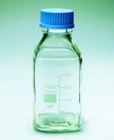 Pyrex� Media-Lab Bottles, square, with cap and pouring ring, with printed trace code SLW1520/08D-10EA