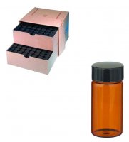 WHEATON� amber sample vial with PTFE faced rubber lined cap packed in partitioned tray DWKW224604-72EA