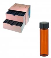 WHEATON� amber sample vial with PTFE faced rubber lined cap packed in partitioned tray DWKW224684-144EA